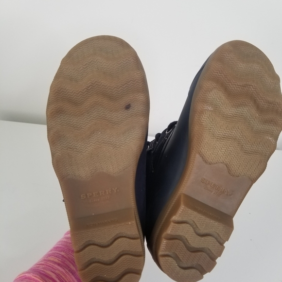 Sperry Navy Gold Quilted Port Boot Size 1M Girls Youth - Picture 6 of 9